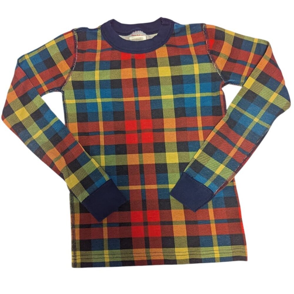 Hanna Andersson Organic Plaid Long Sleeve T-Shirt 120cm US 6-7 Multi Color